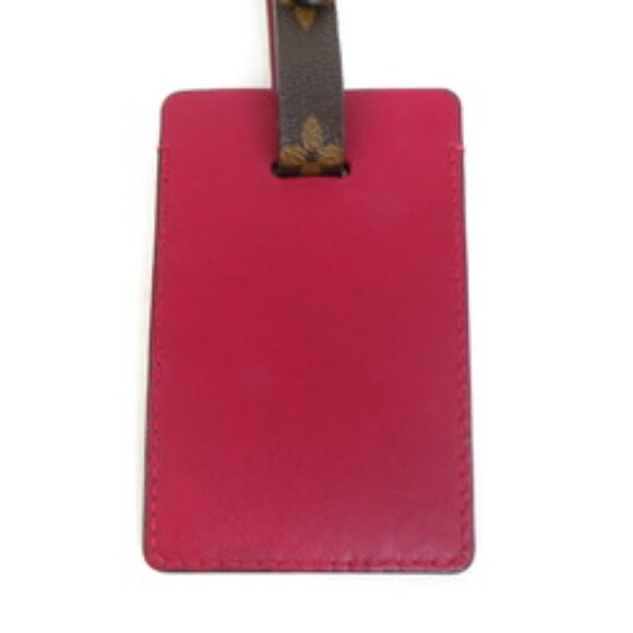 LOUIS VUITTON Name Tag Leather/Monogram Canvas Burgundy/Brown - Picture 3 of 14